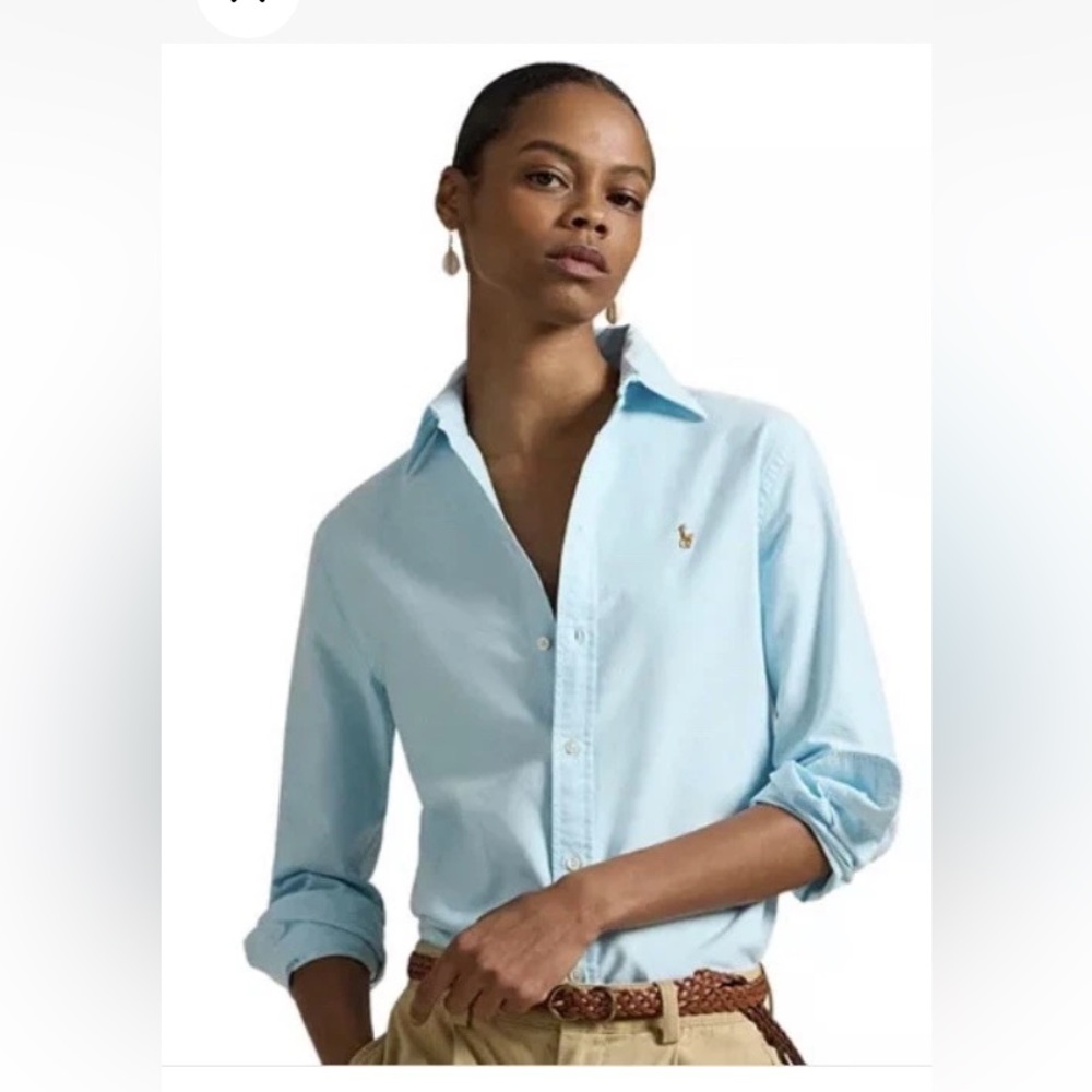 Ralph Lauren Aqua Blue Button-Down Slim Fit Oxford Shirt L $138